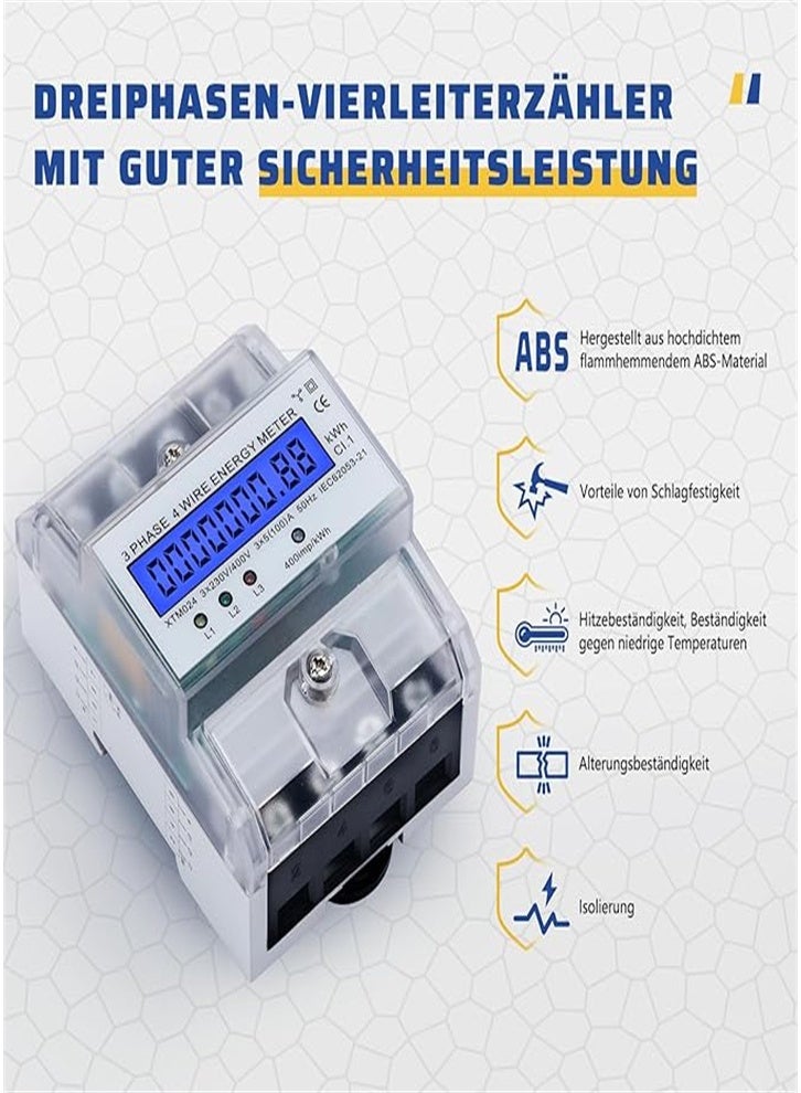 Three phase electricity meter, 4 wire digital electricity meter, LCD electricity meter 220/380V 5-100A, digital electricity meter for power measurement system  - Image 5