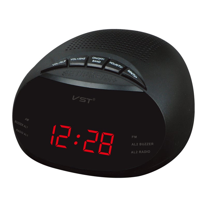 LED clock control radio alarm clock time alarm function and support radio alarm AM FM dual channel Red 