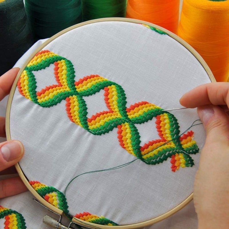 Jasol 7 Pieces 7 Sizes Embroidery Hoops 6 Inch to 18 Inch Bamboo Circle Cross Stitch Hoop Rings for Craft Sewing and Saree Embroidery Work - Image 3