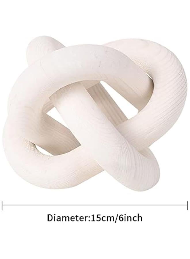 Wood Chain Link Decor 3-Link,6 Inch Dia Wood ,White/Wood Color Hand Carved,Knot Decorative Object,Coffee Table Decor,Country Chain Knot Decor,Mom Gifts - Image 4