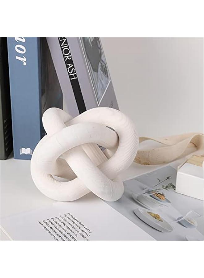 Wood Chain Link Decor 3-Link,6 Inch Dia Wood ,White/Wood Color Hand Carved,Knot Decorative Object,Coffee Table Decor,Country Chain Knot Decor,Mom Gifts - Image 5
