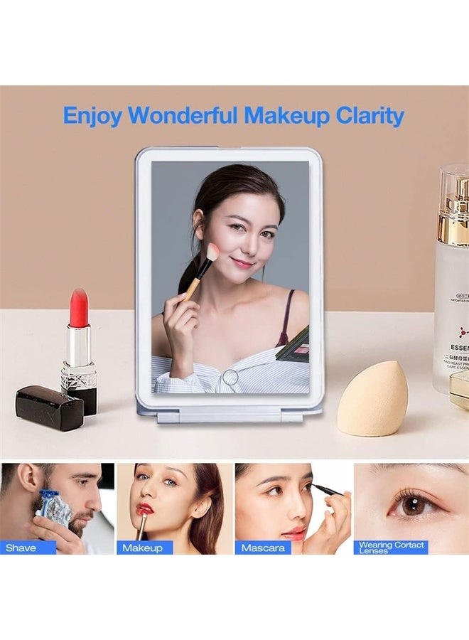 HOMESTAR Rechargeable Travel Makeup Vanity Mirror with LED Lights, Portable 3 Color Lighted Makeup Beauty Mirror, White - Image 4