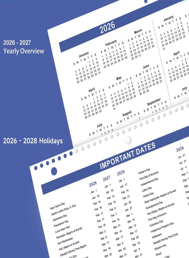 Feteulo Calendar 2026-2027 - Wall Calendar 2026-2027, JUL. 2026 - DEC. 2027, 8.5" x 11", Memoranda Lined Pages with Thick Paper, Twin-Wire Binding, Holidays, Julian Dates - Image 5