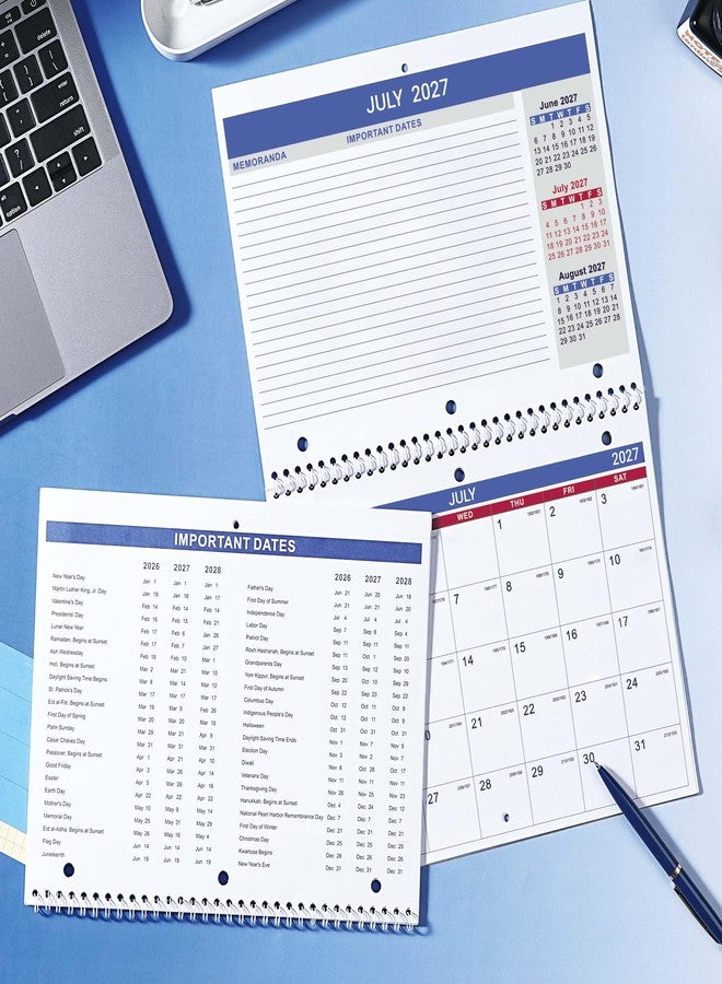 Feteulo Calendar 2026-2027 - Wall Calendar 2026-2027, JUL. 2026 - DEC. 2027, 8.5" x 11", Memoranda Lined Pages with Thick Paper, Twin-Wire Binding, Holidays, Julian Dates - Image 2