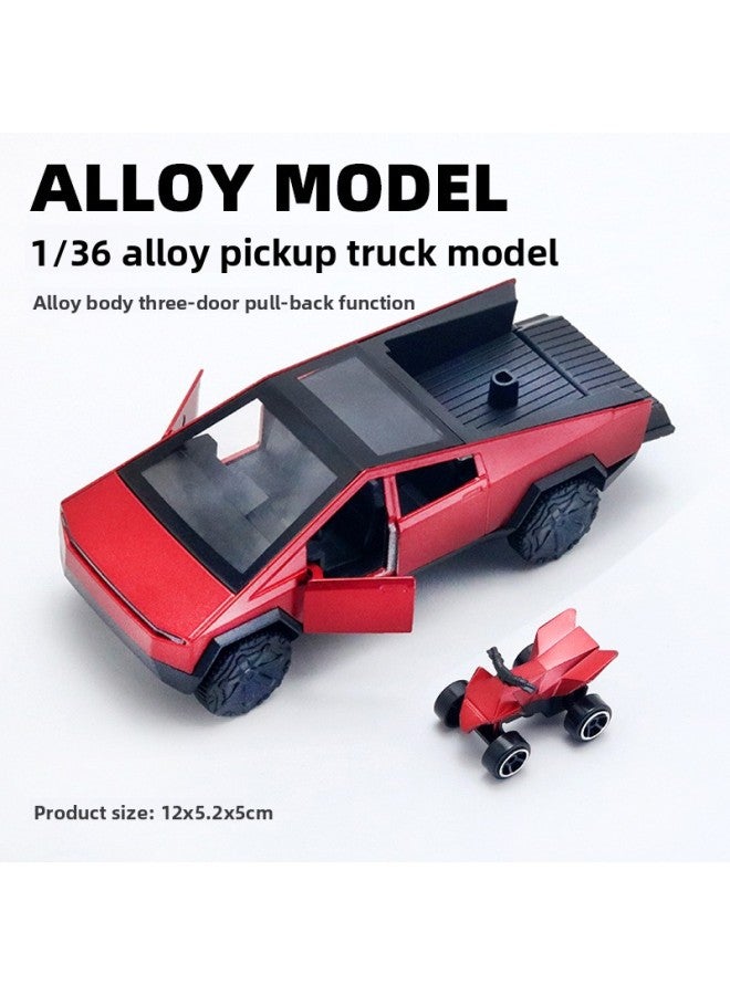 Bagged 1/36 Special Pickup With Small Motorcycle Off-Road Alloy Car Model Boy Metal Car Toy Pull Back 