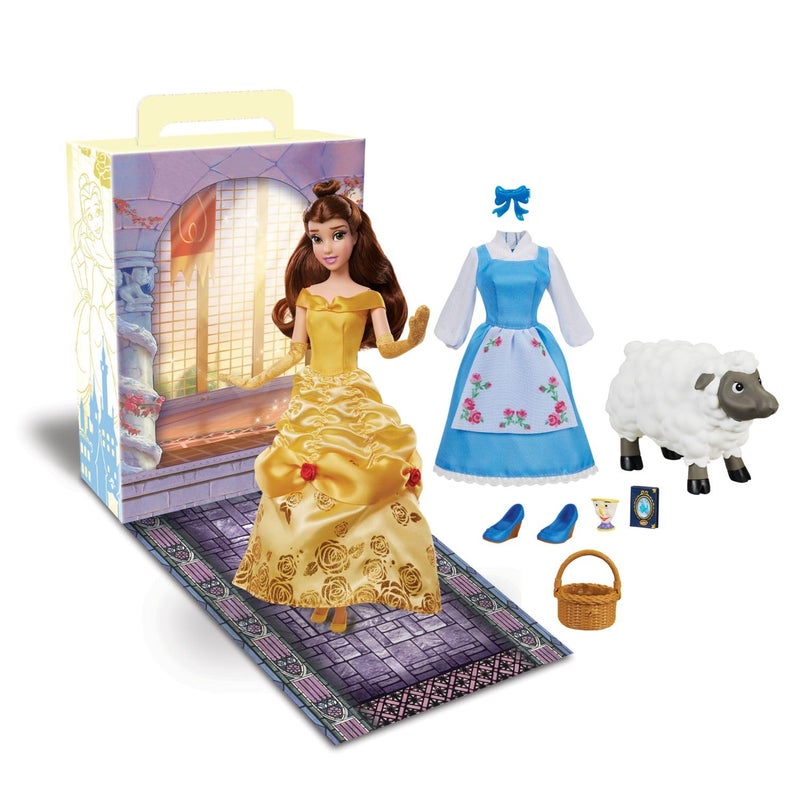 Disney store دمية بيل من متجر ديزني الرسمي بطول 11 بوصة تشمل كتاب تلوين وفستان إضافي دمية أميرة بزي كلاسيكي ألعاب أميرات ديزني للفتيات - Image 2
