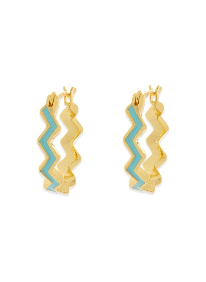 Pura Vida Earrings Gold Ziggy Enamel Hoop Earrings Gold Plated Jewelry - 1