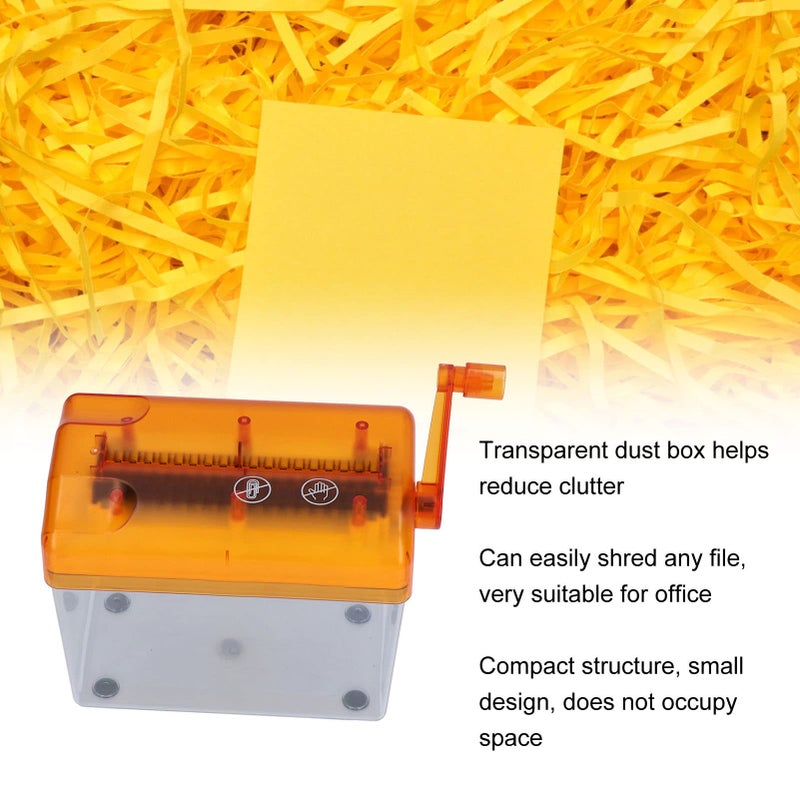 Orange Manual Hand Crank Paper Shredder Portable with 1 5L Basket for Office School Home - Image 4