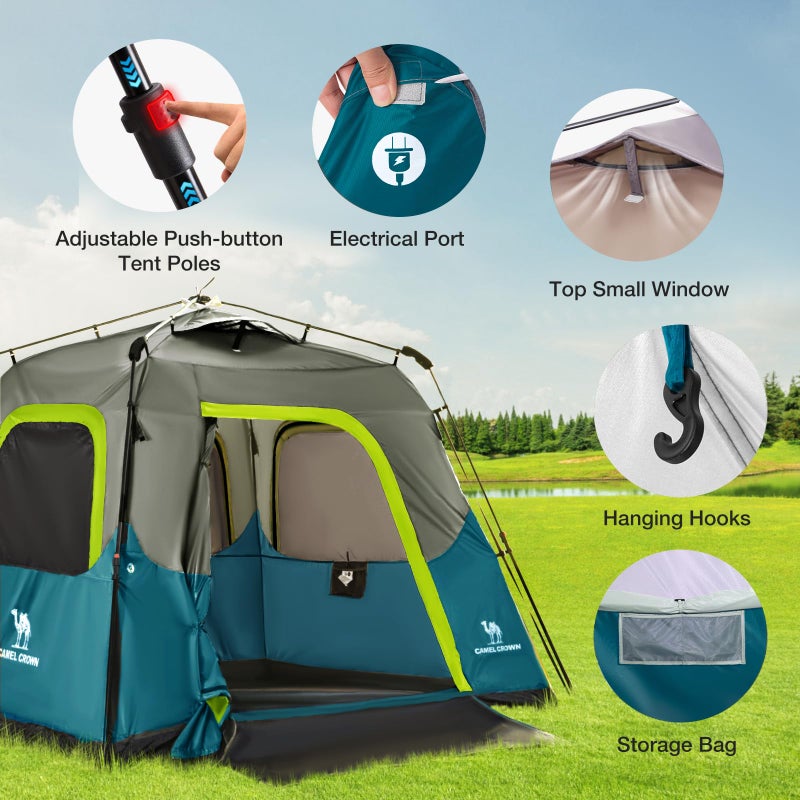 CAMEL CROWN Instant Tents for Camping 2-4 Person Tent Waterproof Easy Setup Sets Up in 60 Seconds Backpacking Tents with Carry Bag for Outdoor Hiking Ink Blue - Image 4