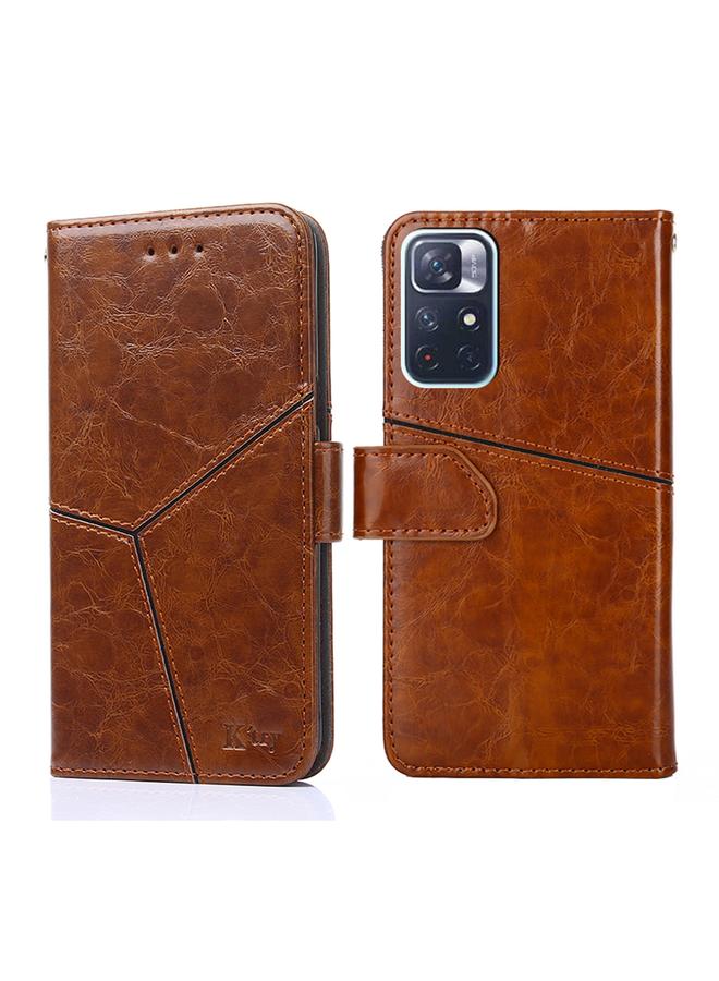Case For Xiaomi Redmi Note11 5G / Poco M4 Pro 5G Geometric Stitching Horizontal Flip Leather Phone Case