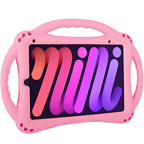 TopEsct Kids Case for iPad mini 7 (A17 Pro) 2024 /iPad Mini6 2021, Shockproof Silicone Cover with Handle Stand for 8.3" iPad mini 6th/7th Gen,Pink - Image 1