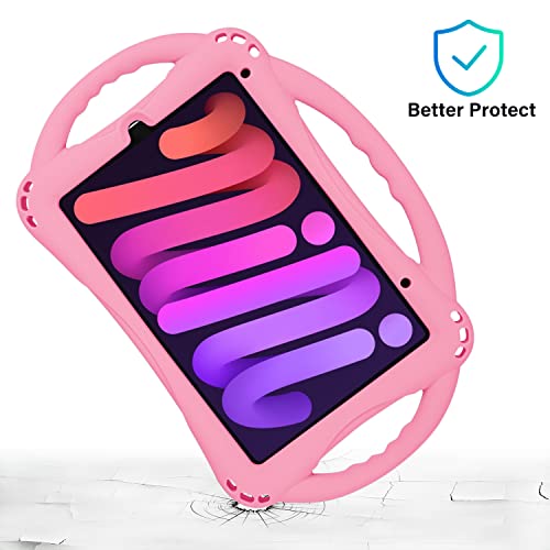 TopEsct Kids Case for iPad mini 7 (A17 Pro) 2024 /iPad Mini6 2021, Shockproof Silicone Cover with Handle Stand for 8.3" iPad mini 6th/7th Gen,Pink - Image 2