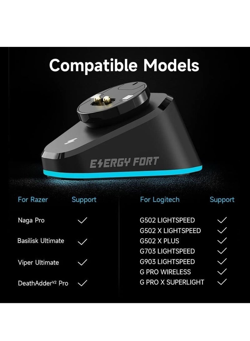 KASTWAVE Mouse Wireless Charger Station, Mouse Charging Dock for Logitech Mouse, Compatible with Logitech G Pro X Superlight G903h G703h G502 Lightspeed Razer DeathAdder V2 Naga Viper Basilisk Ultimate, Black - Image 5