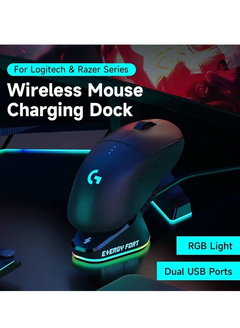 KASTWAVE Mouse Wireless Charger Station, Mouse Charging Dock for Logitech Mouse, Compatible with Logitech G Pro X Superlight G903h G703h G502 Lightspeed Razer DeathAdder V2 Naga Viper Basilisk Ultimate, Black - Image 3