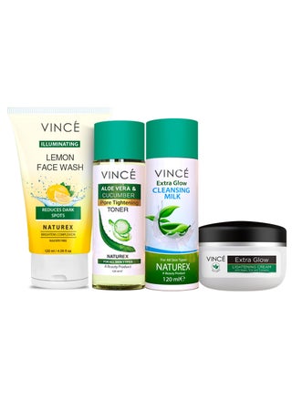 Natural Glow Kit - Lemon Face Wash 120ml + Toner 120ml + Cleansing Milk 120ml + Face Glow Cream 40ml – Brightens Dull Skin & Spots, Tightens Pores, Controls Oil & Moisturizes – Perfect for a Natural Glow - pzsku/ZB440E1BDD5A54568200EZ/45/_/1723724982/6c2cbfb6-b7b3-44ef-b565-48b135f2bd75