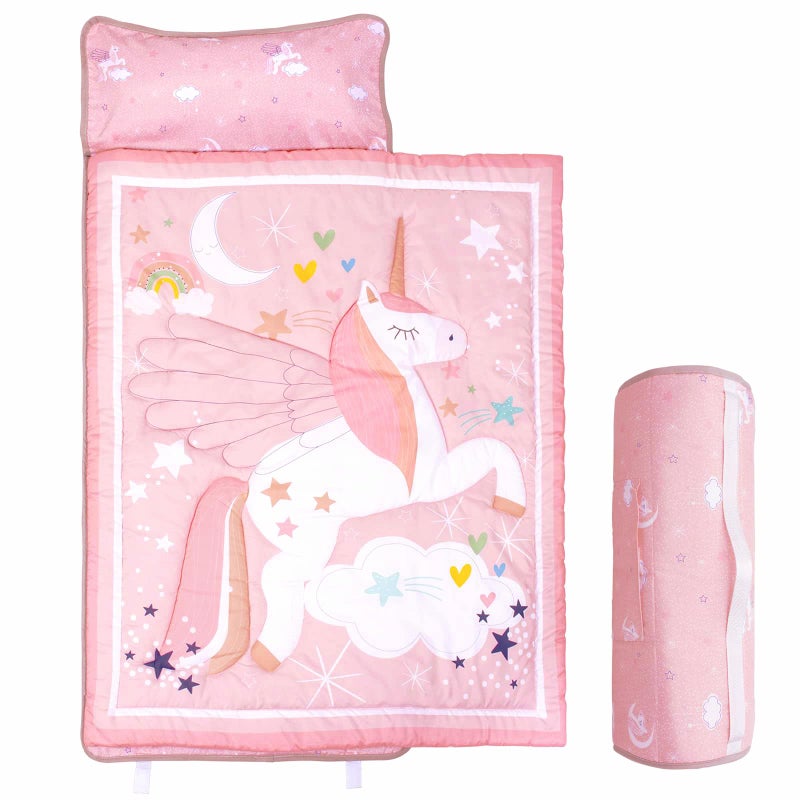 UOMNY Toddler Nap Mat  1 Pack Girls Sleeping Bag with Removable Pillow  Unicorn 53x21Inch Kids Preschool Nap Sack with Pillow Pink Girls Napper Nap Mats for Daycare Napping Bag for Girls