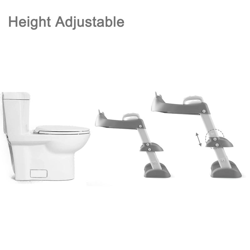 PandaEar Toilet Potty Training Seat with Step Stool Ladder, Comfortable Safe Potty Seat with Anti-Slip Pads Ladder for Kids Boys Girls Toddlers (Grey) - Image 4