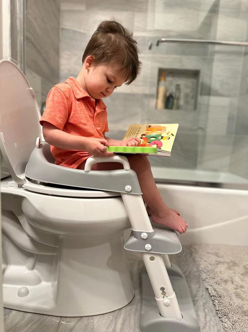 PandaEar Toilet Potty Training Seat with Step Stool Ladder, Comfortable Safe Potty Seat with Anti-Slip Pads Ladder for Kids Boys Girls Toddlers (Grey) - Image 5