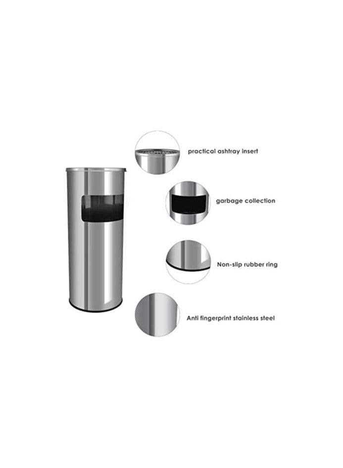 VINSTAR 30 L Standing Ashtray Bin, 2 in 1 Stainless Steel Ashtray and  Bin with Removable Round Inner Bucket and Ashtray, Suitable for Office Buildings, Hotels, etc. (Silver) - Image 2
