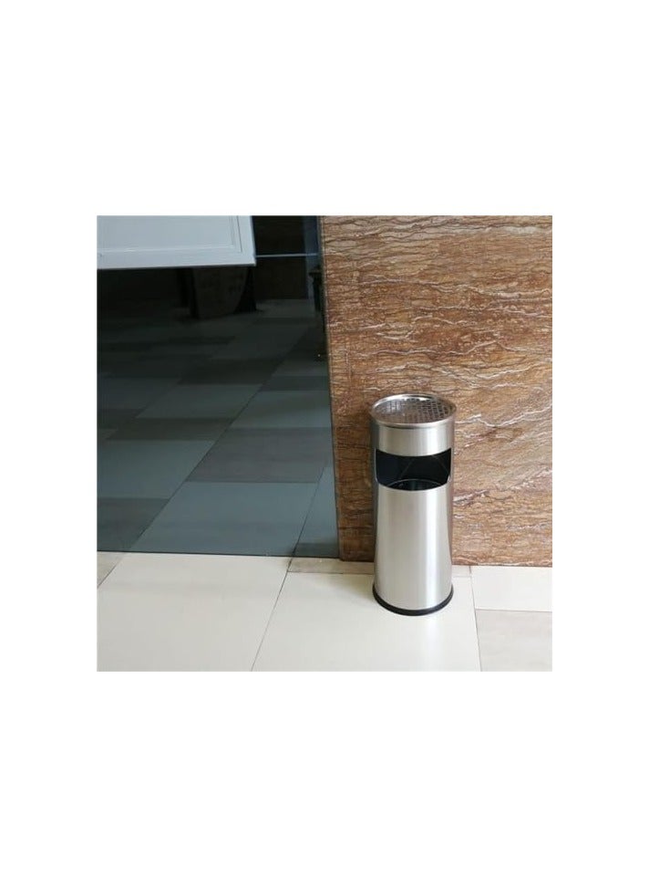 VINSTAR 30 L Standing Ashtray Bin, 2 in 1 Stainless Steel Ashtray and  Bin with Removable Round Inner Bucket and Ashtray, Suitable for Office Buildings, Hotels, etc. (Silver) - Image 3