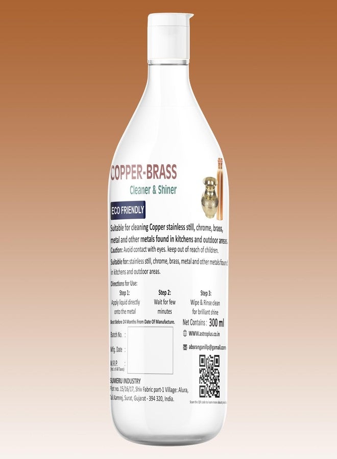 ASTRO PLUS + Copper & Brass Cleaner and Shiner 300ml | Non-Acidic Metal Polish for Utensils, Antique Showpieces, Puja Items, Bottles & Home Decor | Restores Shine, Removes Tarnish, Safe for Daily Use - Image 2