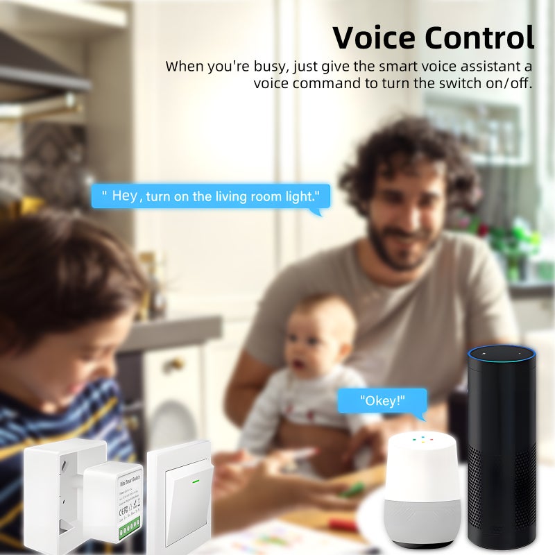 مُعامل تحكم إضاءة ذكي لـ WiFi 16A مُصمم بنظام DIY، مفتاح إضاءة مُجدول، وحدة مفتاح جدار ذكي لاسلكي مع ضبط التشغيل والإيقاف، تحكم فريد بوجهين، تحكم بصوتي متوافق مع جوجل من منصة تويا - Image 2