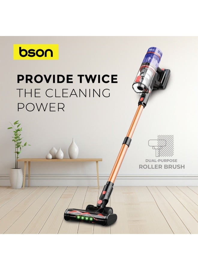 BSON Cordless Vacuum Cleaner with 2200mAh Battery - 3 Level Suction Power (10KPA/15KPA/35KPA), Smart Touch Display, Dual Roller Brush, 1.2L Dust Bin, Lightweight for Home & Car Use - Image 3