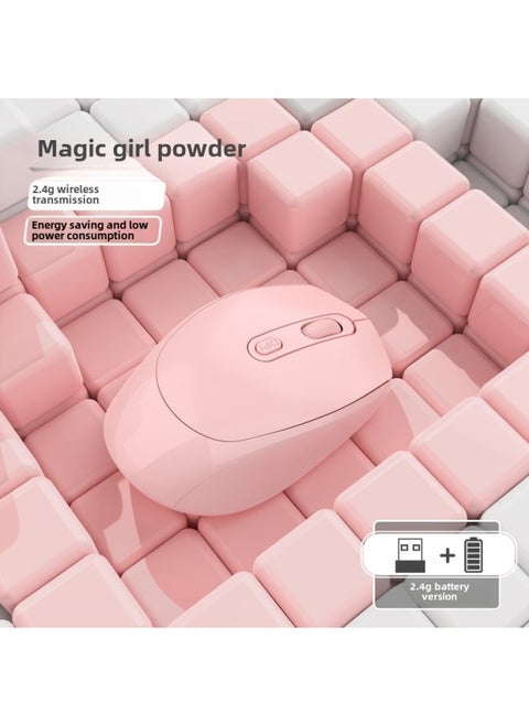 Spot Silent Wireless Mouse Rechargeable Dual-mode Bluetooth Mouse Gift Computer Office Macron Multi-color Optional-Color:Single Battery Version Powder (bring Your Own Battery)