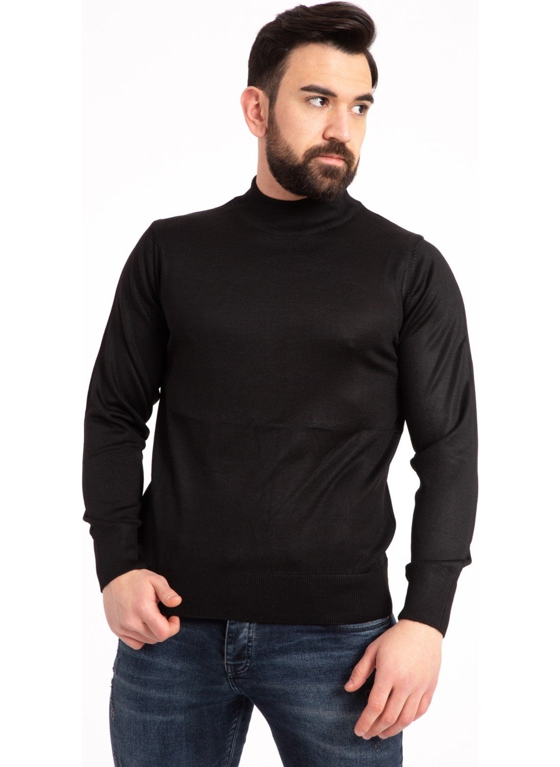 Mutlu City - Men's Thin Wool Knitwear Regular Pattern Dad Half Turtleneck Turtleneck Sweater Blouse 5140 - Image 1