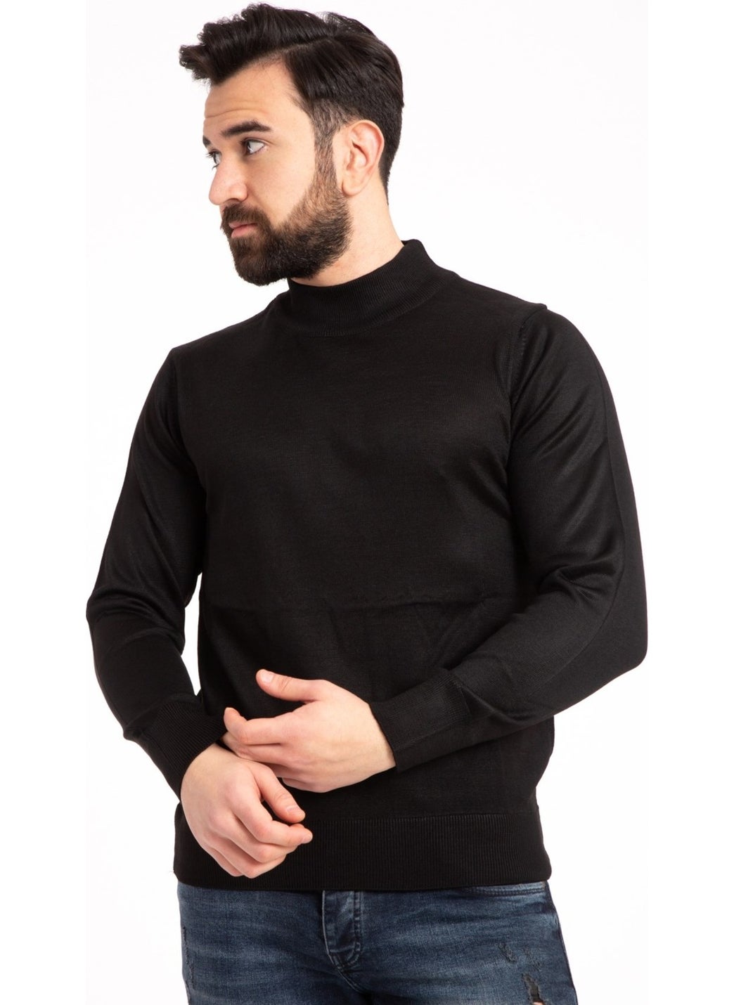 Mutlu City - Men's Thin Wool Knitwear Regular Pattern Dad Half Turtleneck Turtleneck Sweater Blouse 5140 - Image 1
