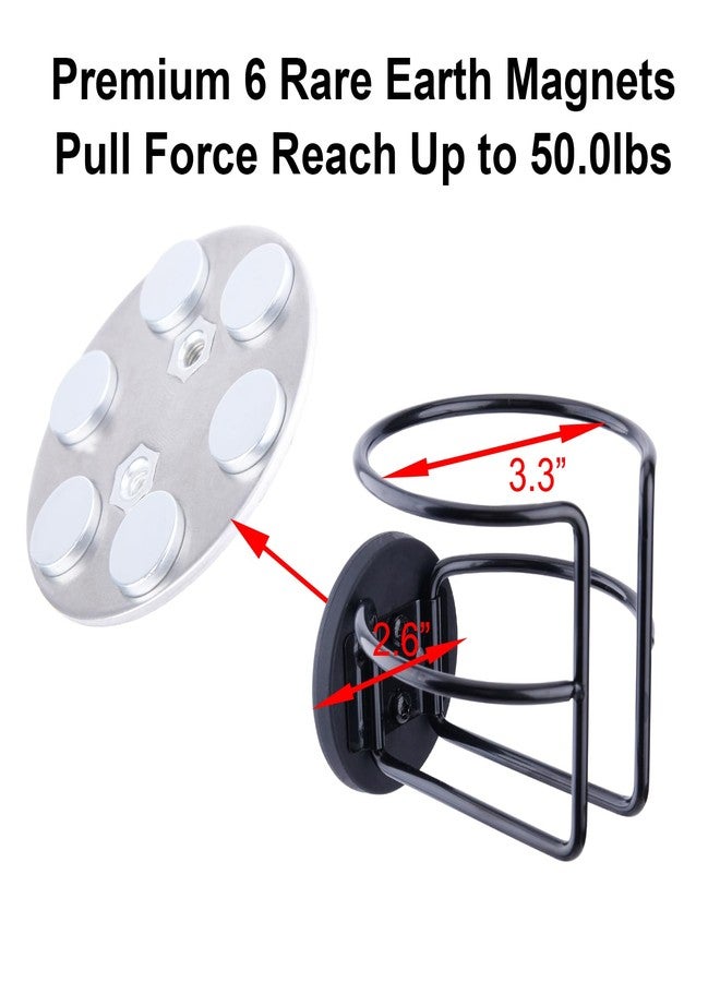 ليكوشا حامل أكواب مغناطيسي من ليكوشا مع برغيين للتثبيت، حامل أكواب كامل التغطية للحافلات والجرارات، حامل أكواب مغناطيسي للمشروبات المعبأة، أسود، عبوة من قطعة واحدة - Image 2