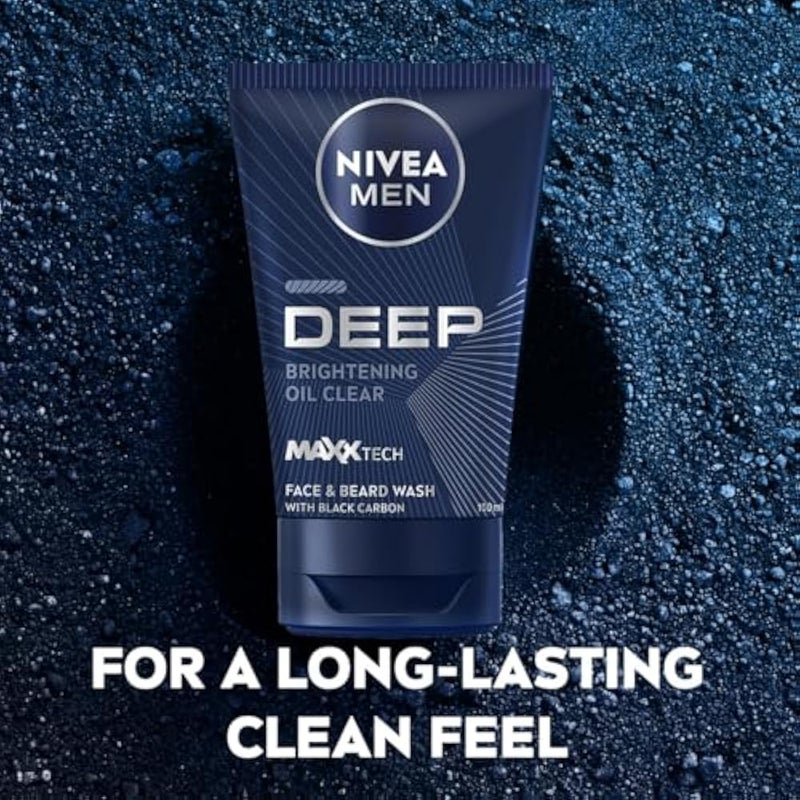 NIVEA MEN Face & Beard Wash Cleanser, DEEP Active Charcoal, 100ml - Image 4