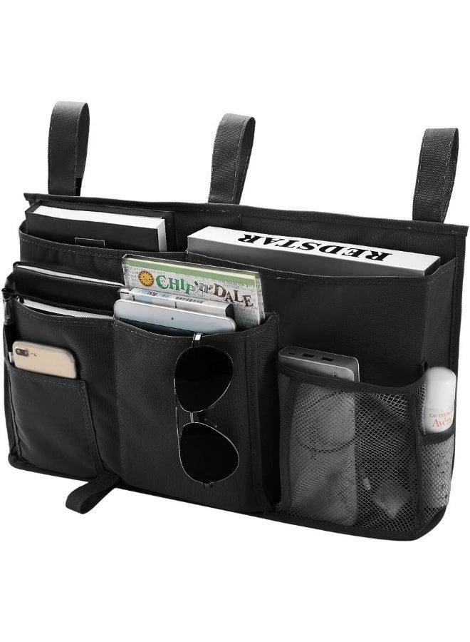 Bseash Bunk Bed Organizer, Bedside Caddy Hanging Bed Organizer Storage Bag 8 Pockets, for College Dorm Rooms Bed, Hospital Bed, Baby Bed Rails, 600D Oxford Cloth (Black) - Image 4