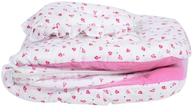 First Step Firststep Baby Cute Print White and Pink Combination Mosquito net Bed Must Have for Your Little Ones09months - Image 3