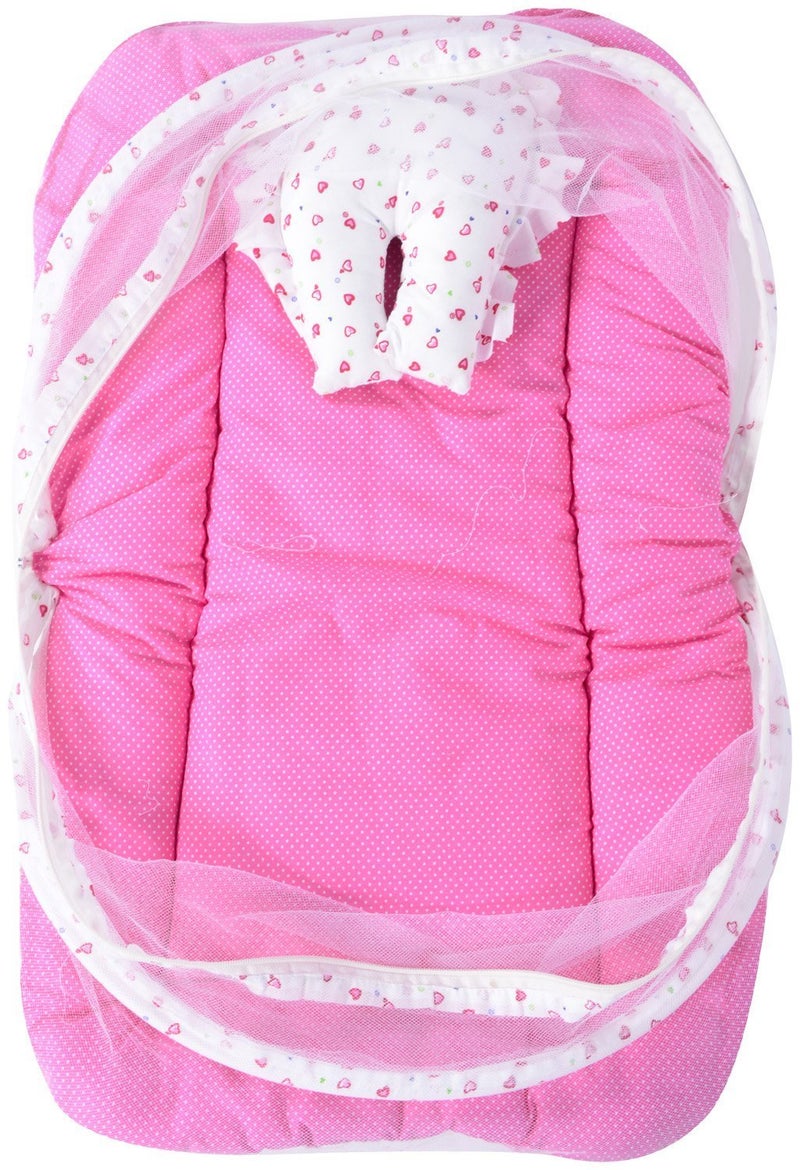 First Step Firststep Baby Cute Print White and Pink Combination Mosquito net Bed Must Have for Your Little Ones09months - Image 4
