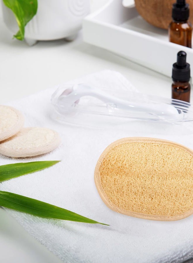 CraftsOfEgypt وسادة لوفا طبيعية مصرية لتقشير الجسم - إسفنجة لوفا مزدوجة الجوانب لتنظيف عميق لجسمك ووجهك وظهرك بينما تزيل جانب قماش الاستحمام المقشر الزيوت - 6.9 × 4.7 بوصة، عبوة من 2 - Image 3