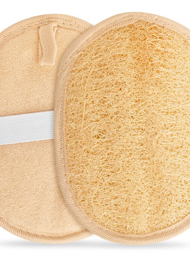 CraftsOfEgypt وسادة لوفا طبيعية مصرية لتقشير الجسم - إسفنجة لوفا مزدوجة الجوانب لتنظيف عميق لجسمك ووجهك وظهرك بينما تزيل جانب قماش الاستحمام المقشر الزيوت - 6.9 × 4.7 بوصة، عبوة من 2 - Image 1