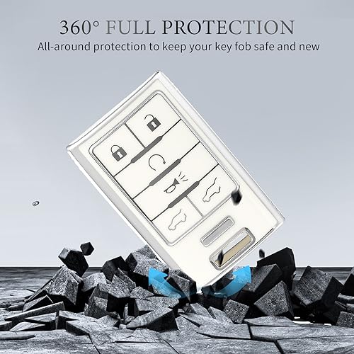 OFFCURVE Key Fob Cover for Cadillac, Soft TPU Car Key Case Protector for Cadillac SRX ATS ELR XTS 2010 2011 2012 2013 2014 2015 Keyless Entry Remote Control Start Car Key Accessories, Silver White - Image 4
