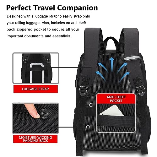 MAXTOP Deep Storage Laptop Backpack with USB Charging Port[Water Resistant] College Computer Bookbag Fits 15 Inch Laptop Black - Image 4