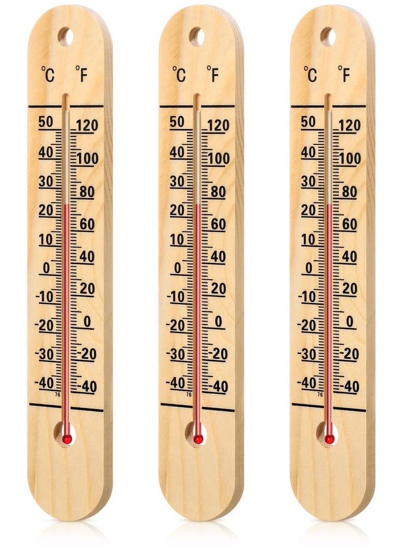 Excefore Wall Thermometer, Indoor Outdoor Thermometers, 10.5 Inch Wooden Double Scales Thermometer, for Home, Office, Patio, Porch, Warehouse, Greenhouse Garden Weather (3 Pcs) - Image 1