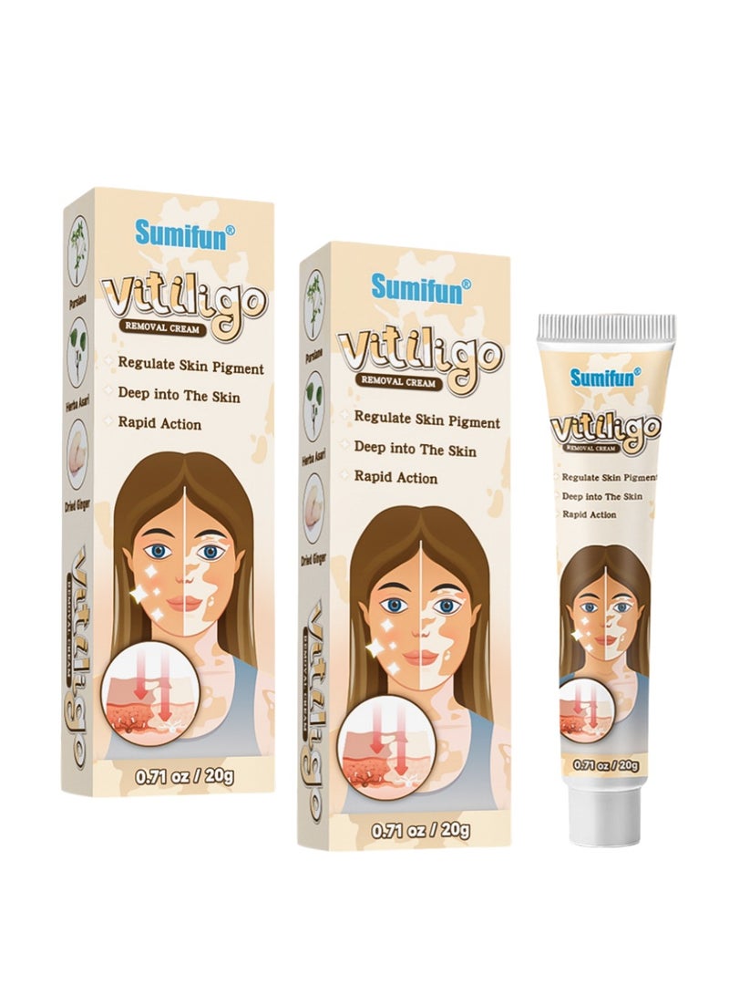 سوميفون عبوتين من مرهم البهاق، كريم للعناية بالبشرة، يقلل البقع البيضاء ويحسن التصبغ، 20 غرام*2 - Image 1