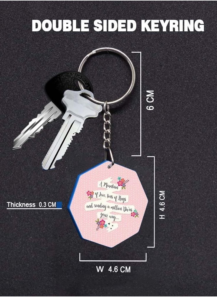 Service Zone - Keychain Small Gift To Love One Octagon Shape With Double Side Print A Mountain Of Love Tors Of Hugs - Image 1