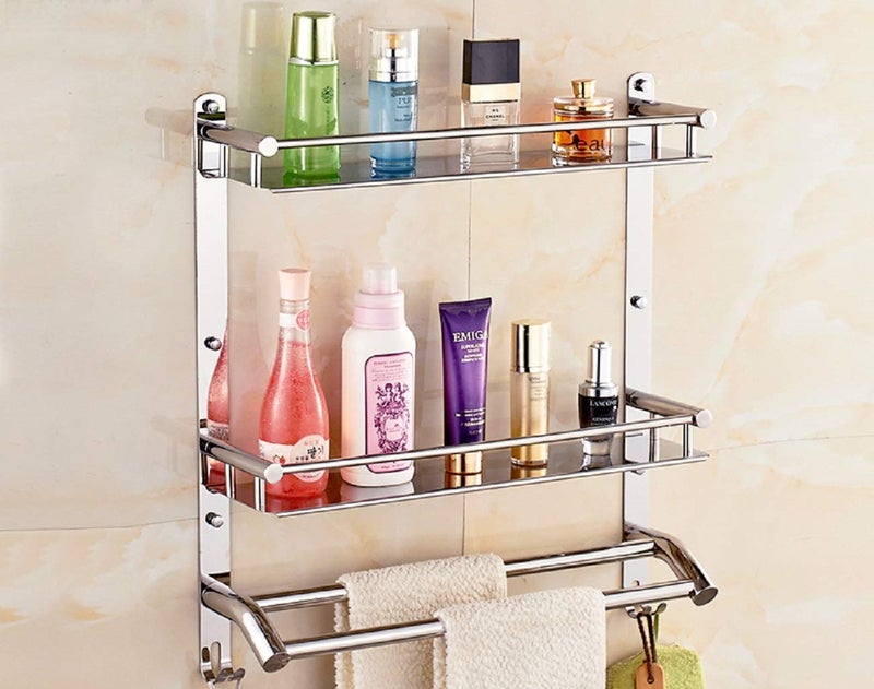 Filox Stainless Steel Multiuse Rack Bathroom Shelf Soap Stand Tumbler Holder Toothbrush Holder Bathroom Stand Bathroom Rack Bathroom Accessories 2 Layer - Image 3