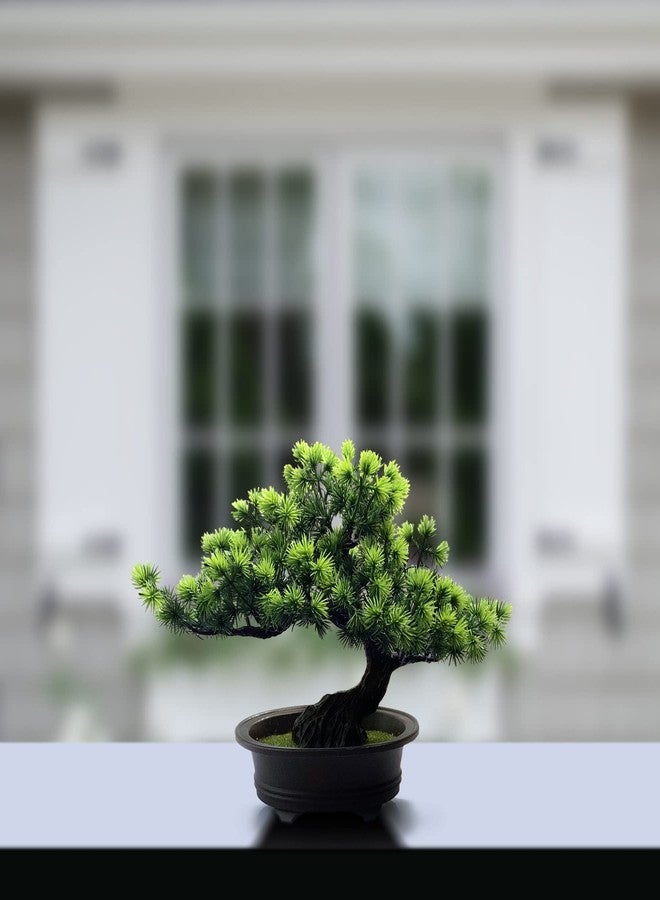 yoerm شجرة بونساي اصطناعية من YOERM، نباتات صناعية لتزيين المنزل، غرفة المعيشة، الحمام، رف الكتب، طاولة المدخل، رف الحائط، ديكور ريفي عصري، ارتفاع 9.5 بوصة، أخضر - Image 4