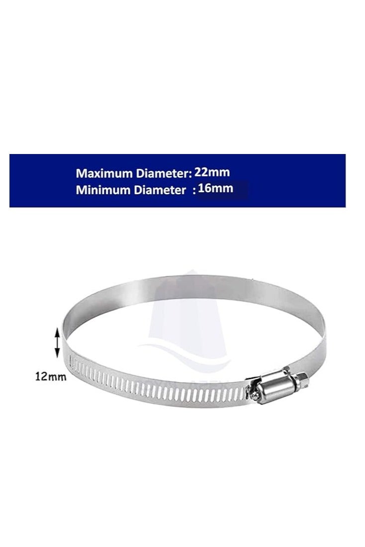 Royal Apex 6Pcs GI Hose Clips -Adjustable Worm Drive Pipe Clamps for Securing Hose Connections for Household Gas Lines, Water Pipes, Industrial Hoses, Oil Pipes etc ((22-16mm)) - Image 2