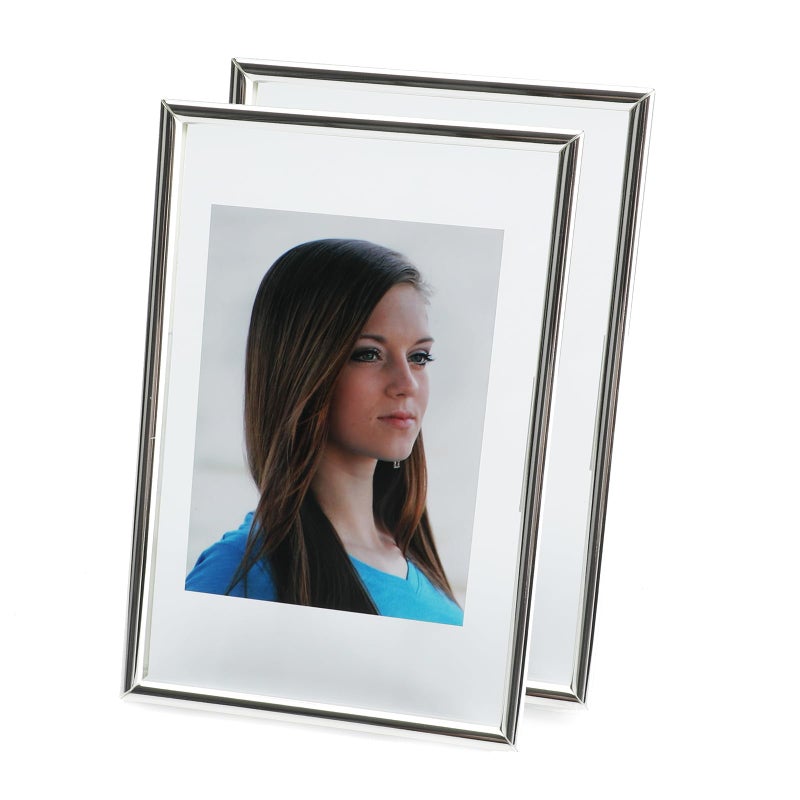 AhaGo Silver Floating Frame (4""x6""  Vertical  2 Set) with Romantic Heart Stand  For Picture 3x5  2x3 1x2  Classy Gift For Festival  Home or Wedding - Image 1