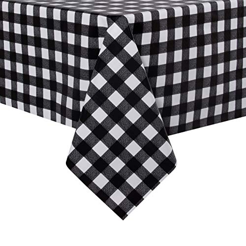 sancua Checkered Vinyl Rectangle Tablecloth  60 x 84 Inch  100 Waterproof Oil Spill Proof PVC Table Cloth Wipe Clean Table Cover for Dining Tables Buffet Parties and Camping Black and White
