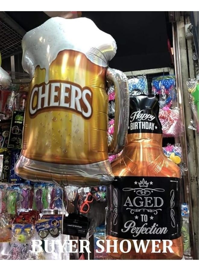 3Packs Whiskey Bottle Beer Mug Golden Crown Mylar Foil Balloons Beer Balloons for Bar Summer Party Beer Festival Birthday Decorations - Image 2