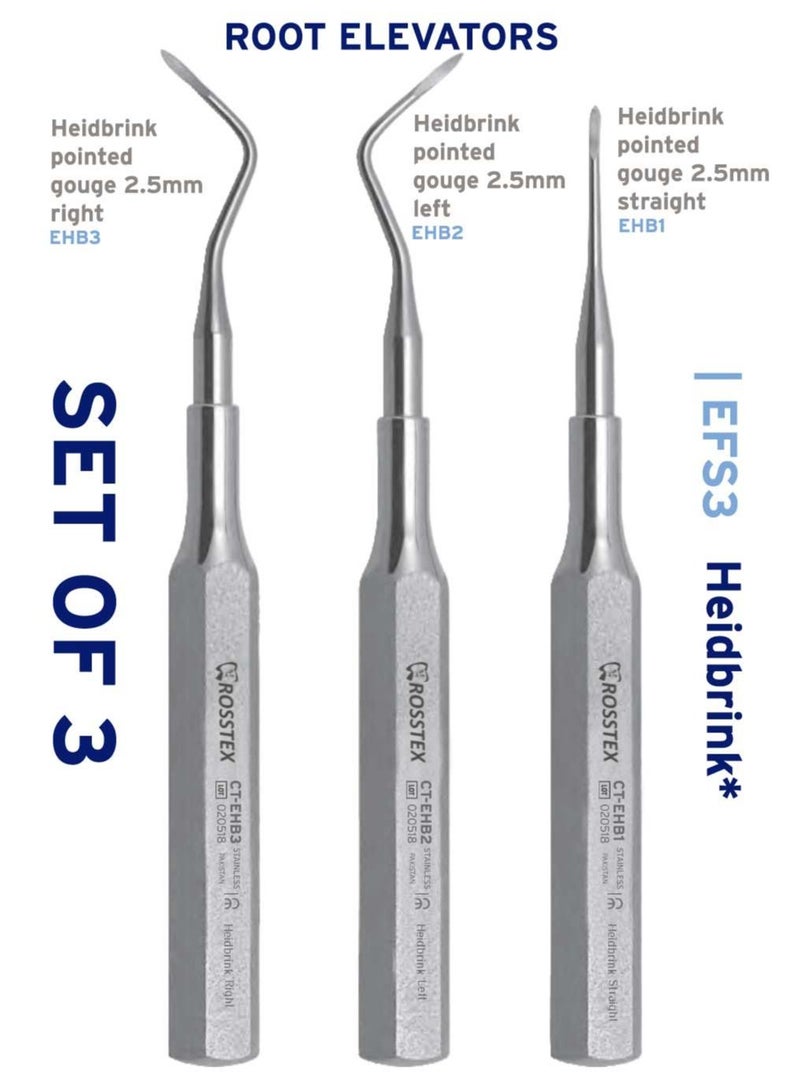 Crosstex Dental Heidbrink Root Elevator Kit (pack of 3)