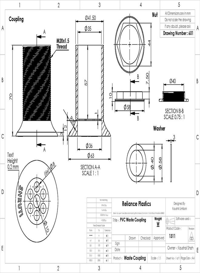SHRUTI PVC Full Thread Waste Coupling for Wash Basin,Drain Out let System - 1311 Green - Image 5